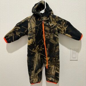 Columbia Kids Camo Footie with Orange Trim